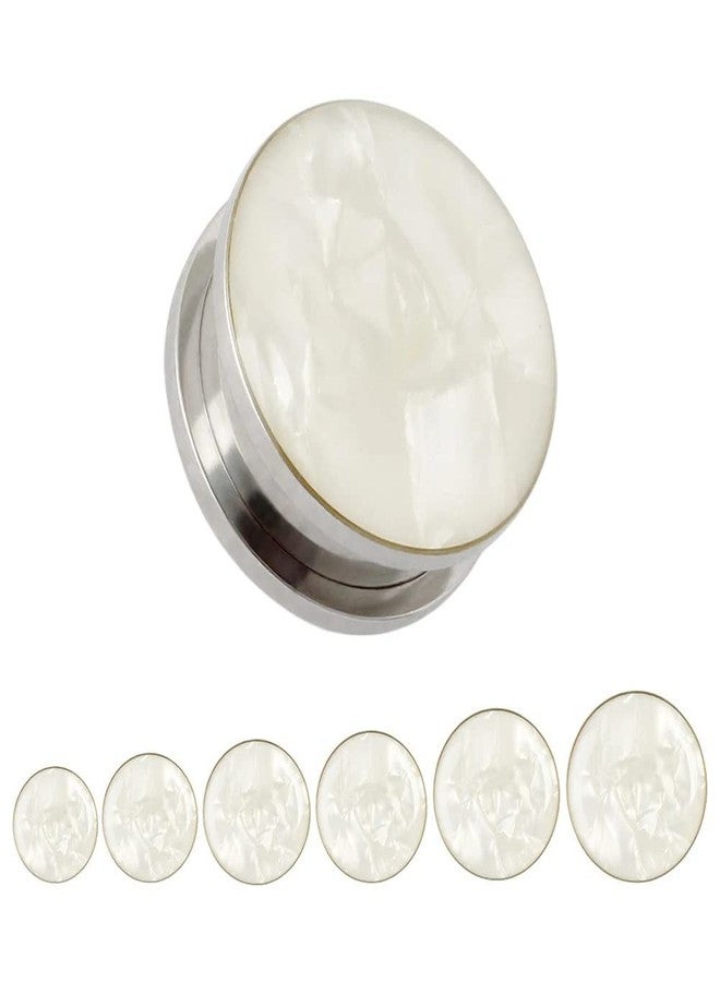 KUBOOZ White Sea Shell Opal Stainless Steel Screw Ear Piercings Body Jewelry Plugs Tunnels Gauges 2g(6mm) to 1 inch 25mm - Image 3
